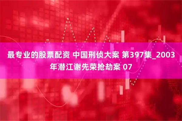 最专业的股票配资 中国刑侦大案 第397集_2003年潜江谢先荣抢劫案 07